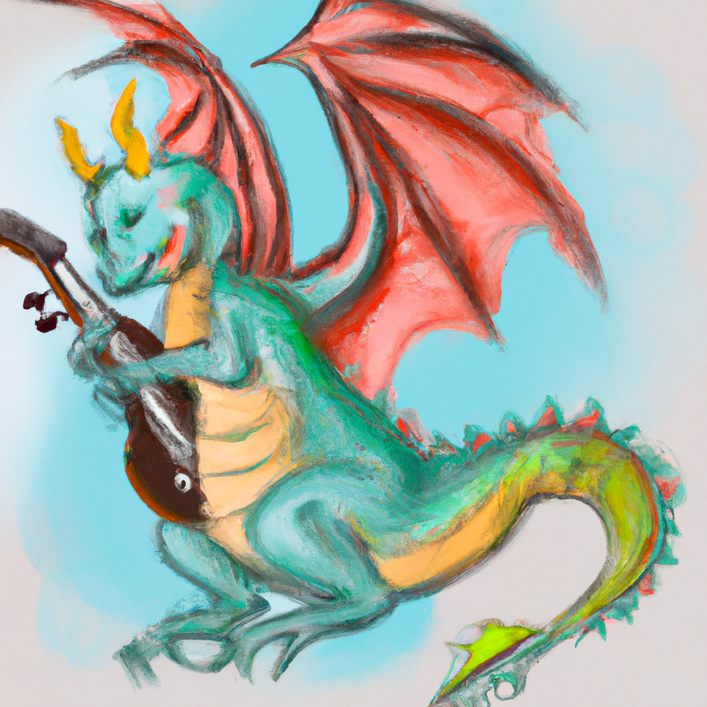 Веселый дракон, играющий на скрипке