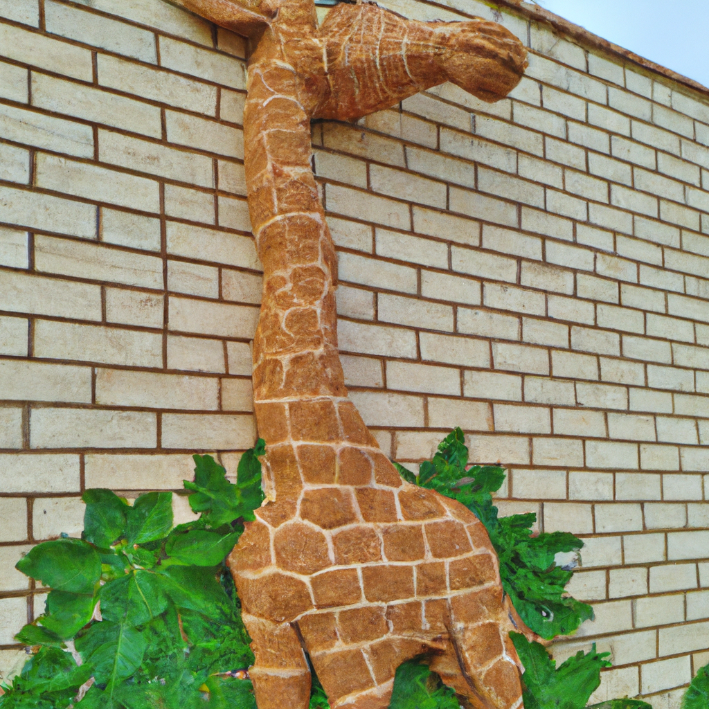 Жираф, выполненный из кирпичей