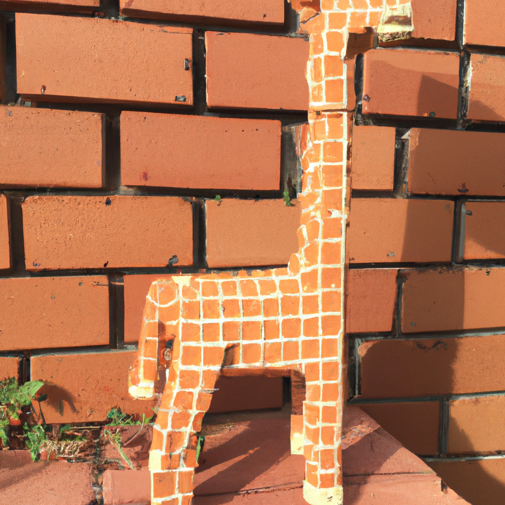 Жираф, выполненный из кирпичей